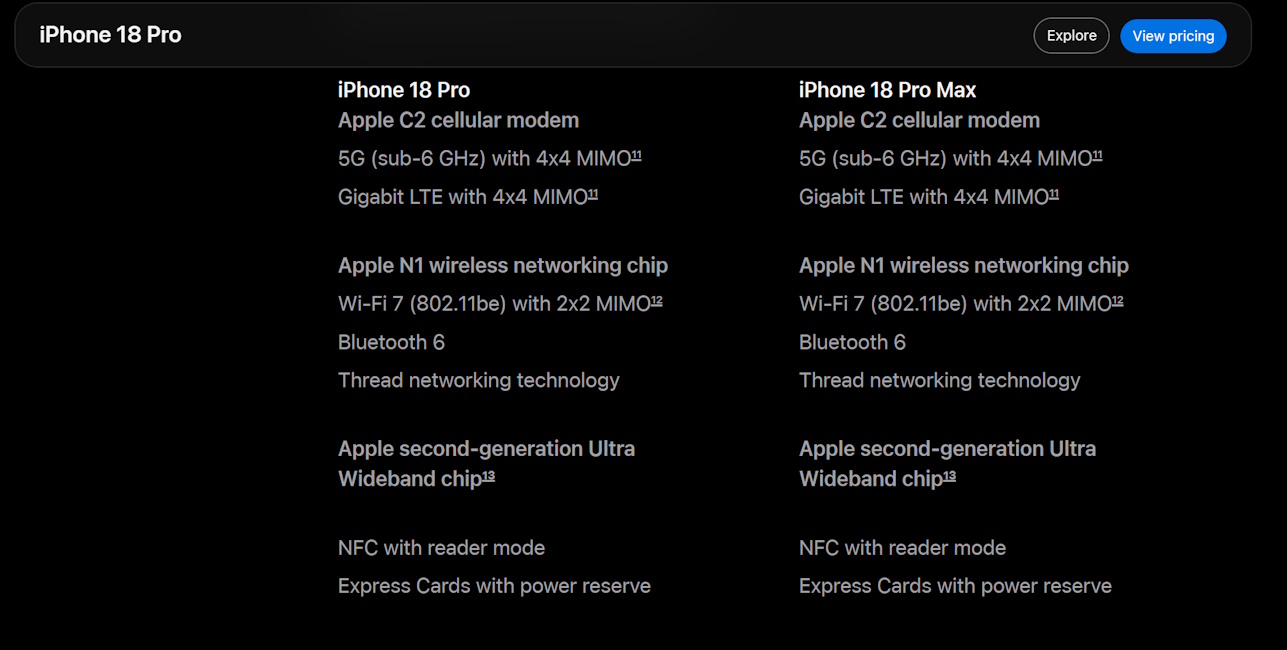 C2 inside iPhone 18 Pro series in India