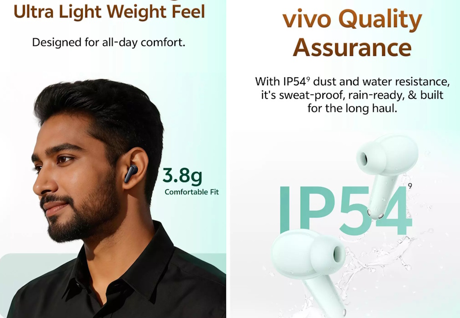 Vivo Buds TWS are lightweight and are IP54 rated