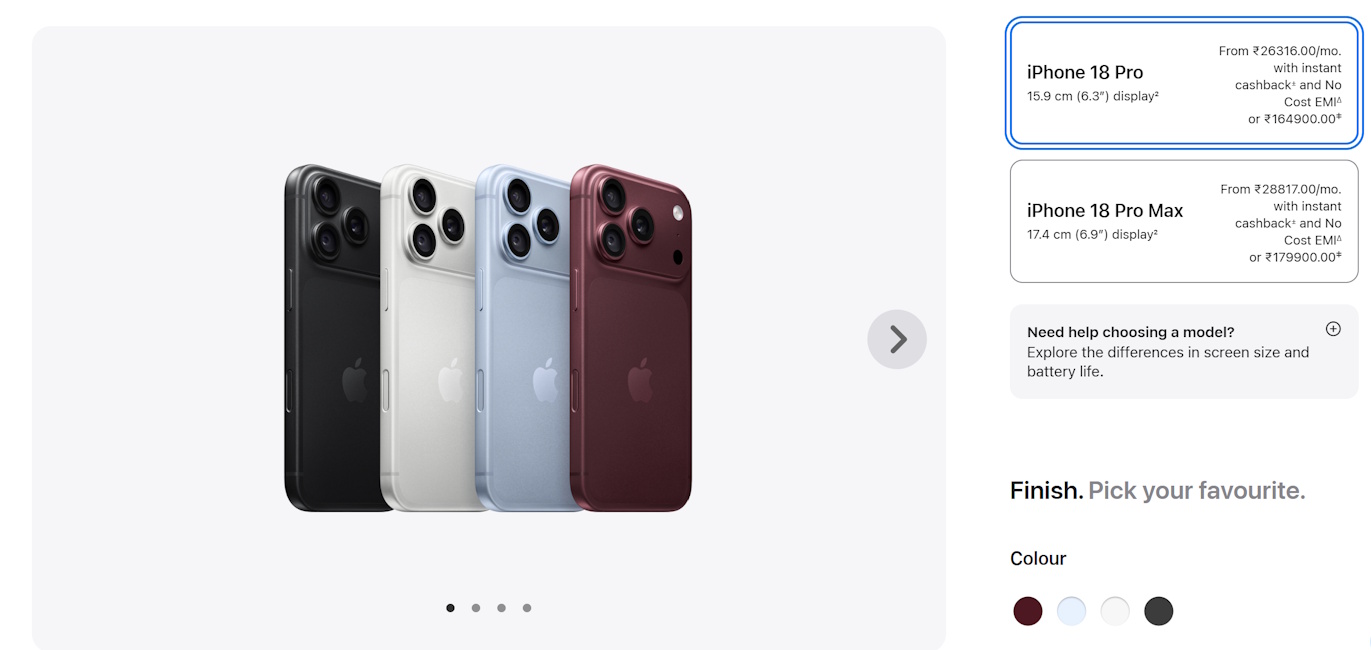 iPhone 18 Pro and iPhone 18 Pro Max sale live in India