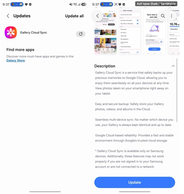 Samsung Gallery app getting Google Photos sync soon