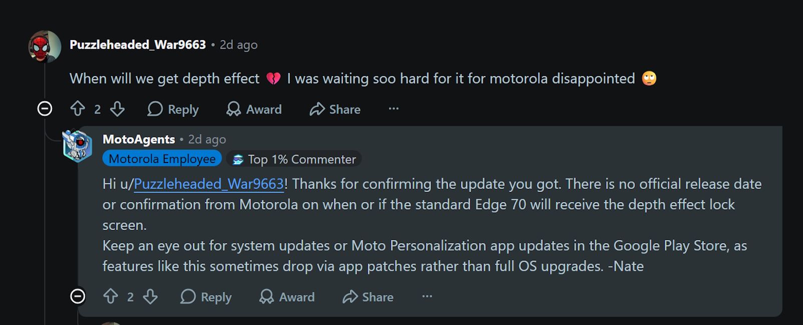Motorola Edge 70 stable Android 17 update misses out on depth effect lockscreen Motorola Edge 70 stable Android 17 update misses out on depth effect lockscreen