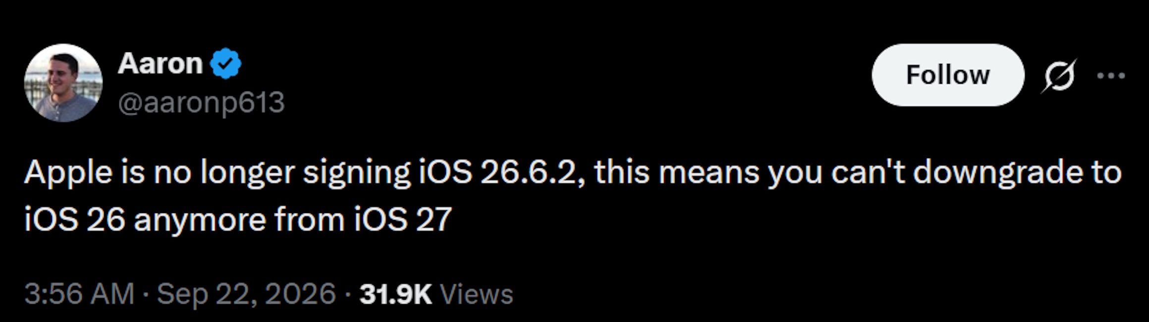 Apple has now unsigned iOS 26.6.2 Apple has now unsigned iOS 26.6.2