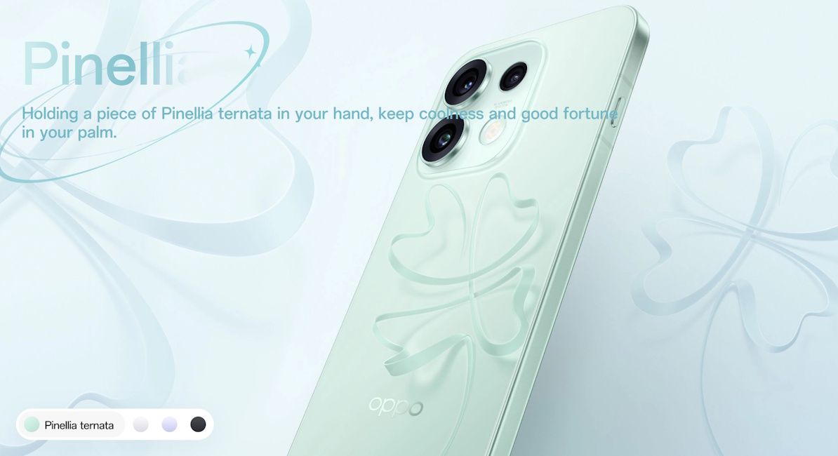Oppo Reno 16t in Pinellia colourway