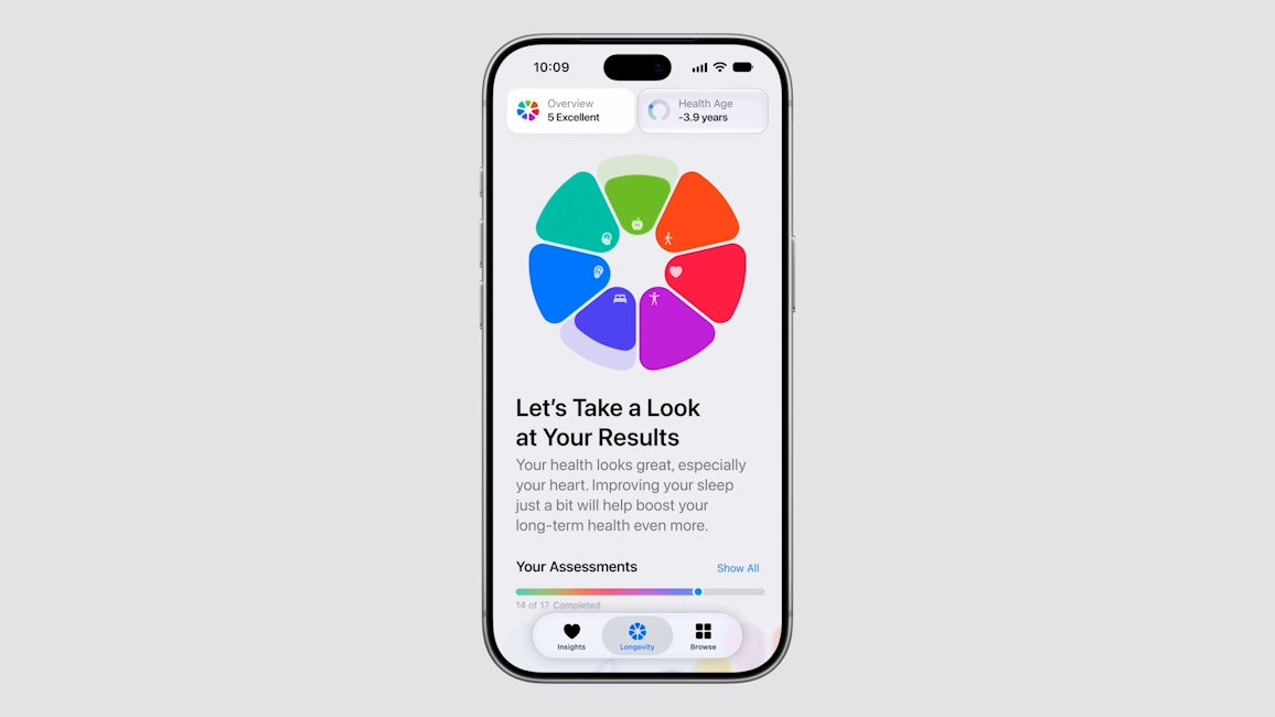 Longevity tab inside Apple Health app