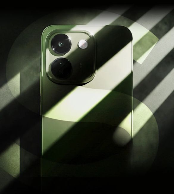 Vivo S2 FE back design showcased in a green colourway