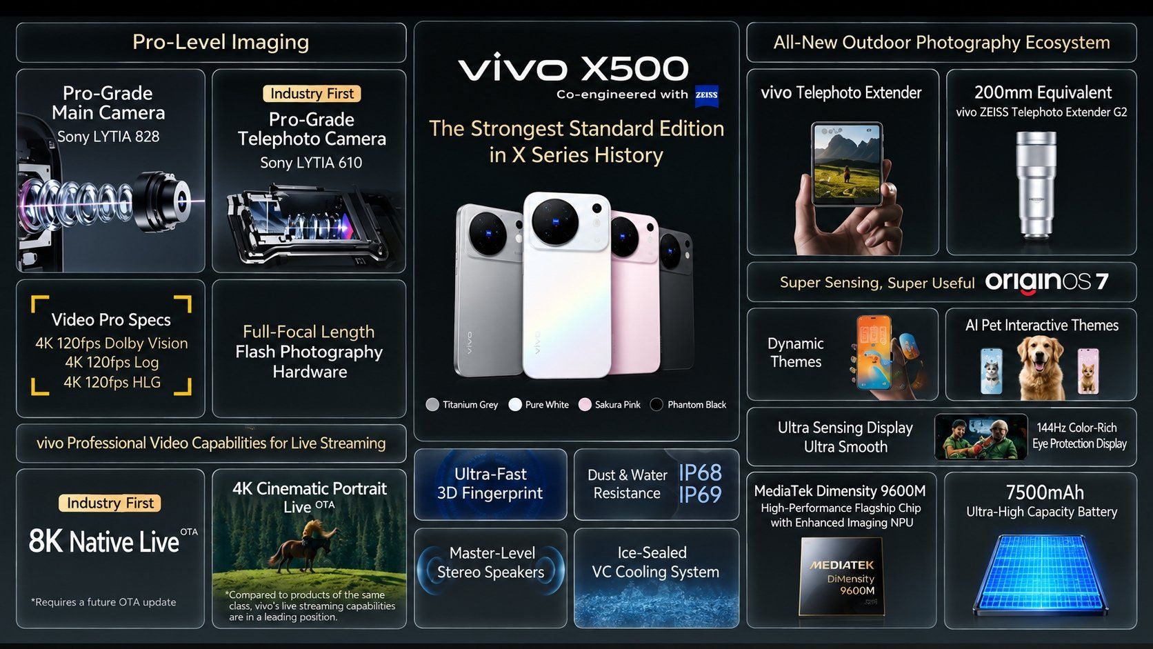 Vivo X500 specifications overview in Vivo X500