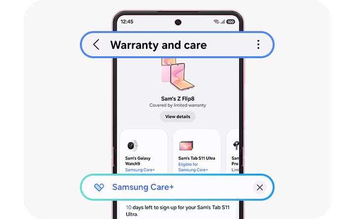 Samsung One Ui 9 new warranty and care page