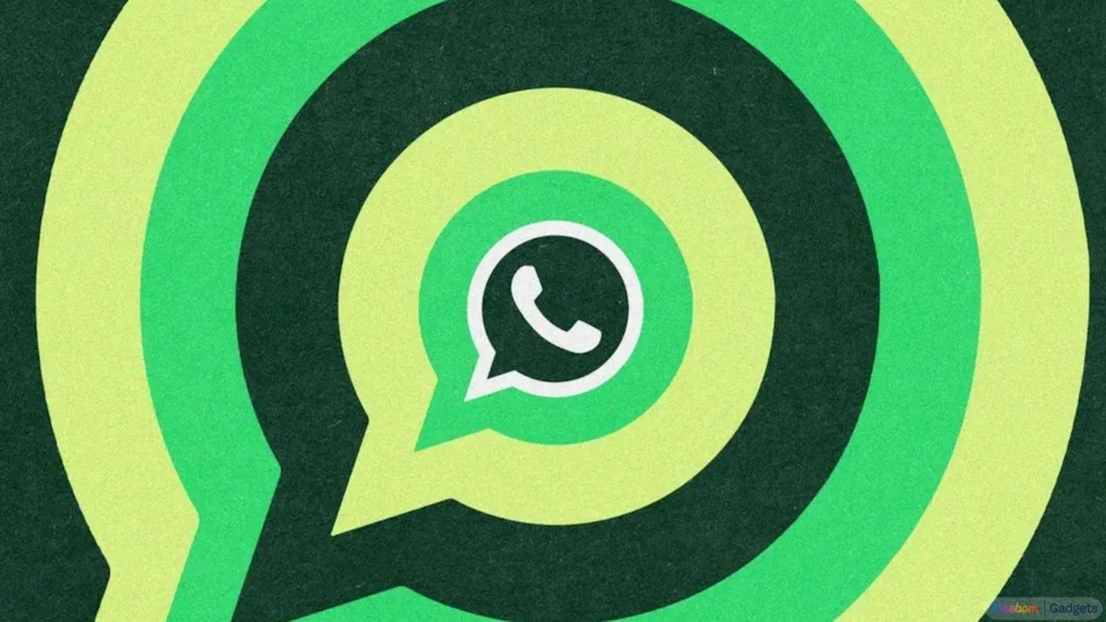 WhatsApp banner image with logo in the centre surrounded by green and yellow hues