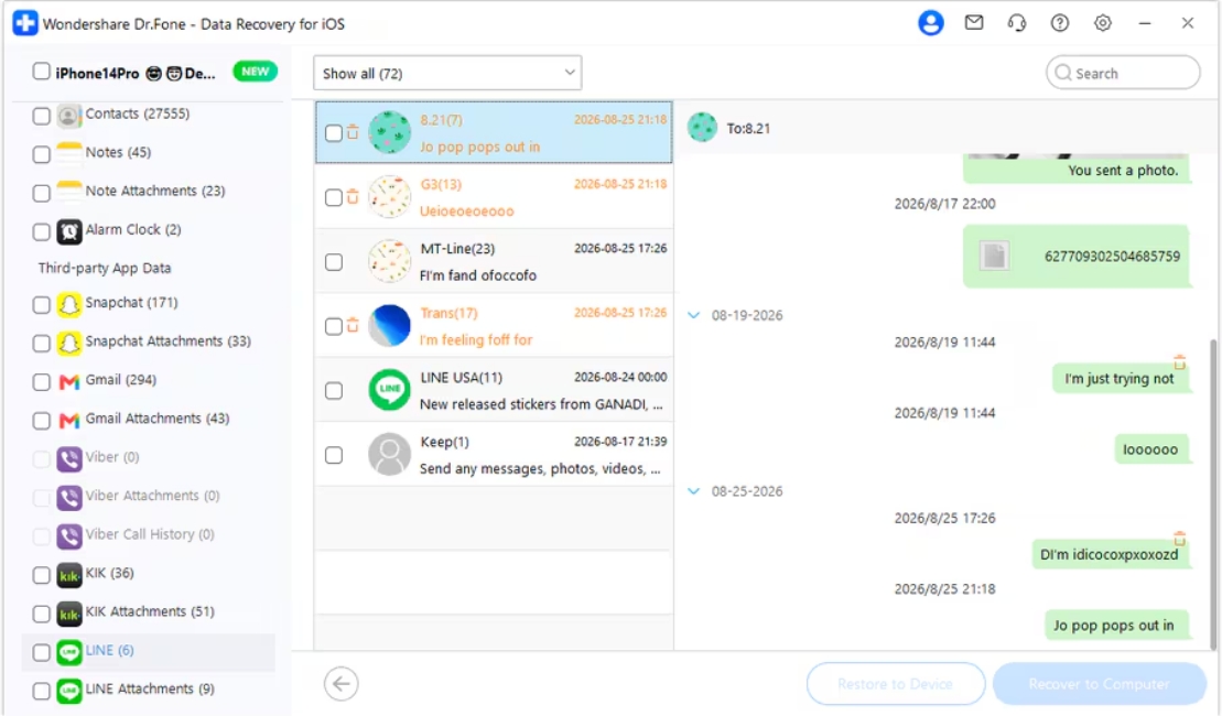 Wondershare Dr.Fone Data Recovery page overview