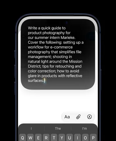 Siri AI writing suggestions