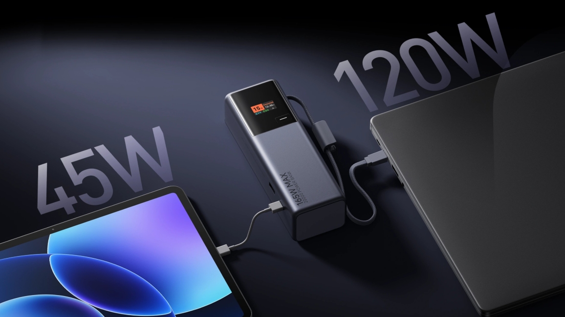 Xiaomi 165W 20,000mAh power bank connected to laptop and tablet Xiaomi 165W 20,000mAh power bank connected to laptop and tablet