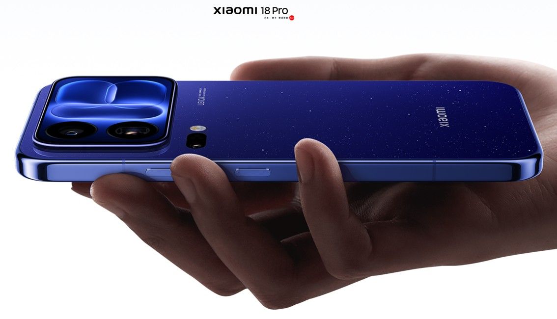 Xiaomi 18 Pro smartphone in blue from the back