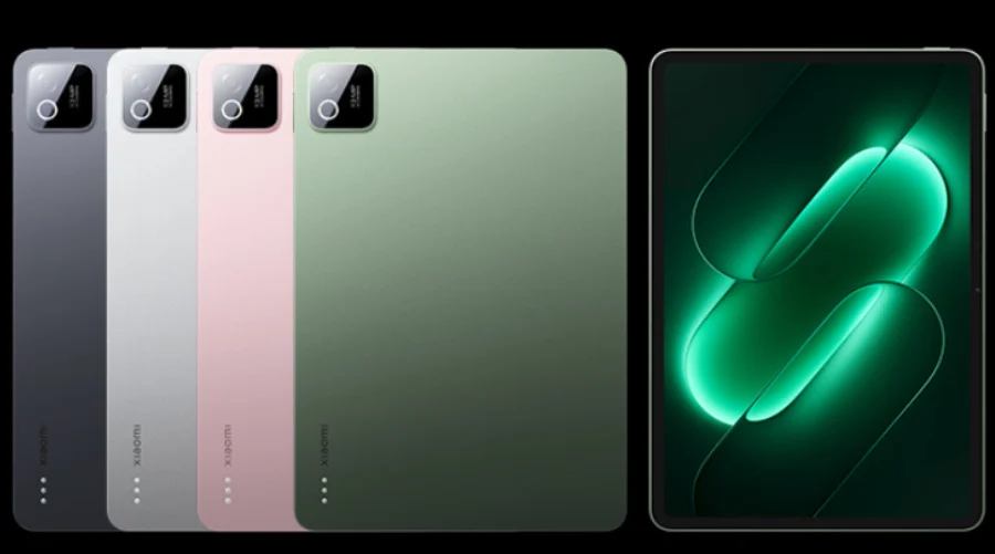 Xiaomi Pad 9 from the back in various colourways