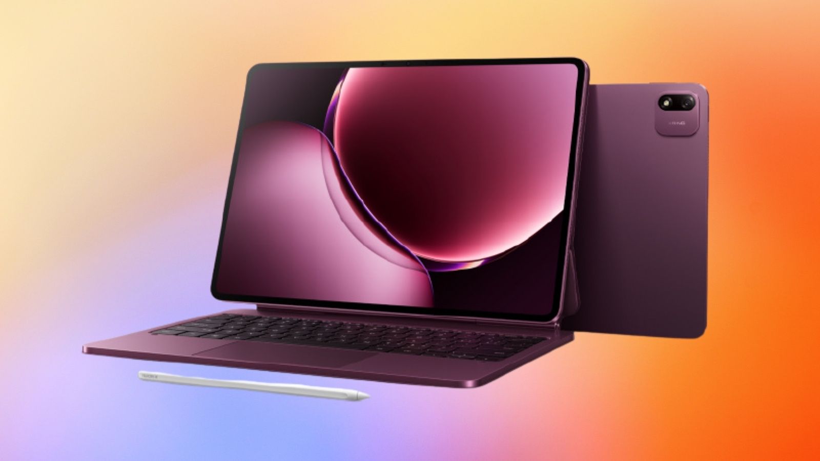 Xiaomi Pad 9 Pro Max front and back design showcased in deep wine red colourway Xiaomi Pad 9 Pro Max front and back design showcased in deep wine red colourway