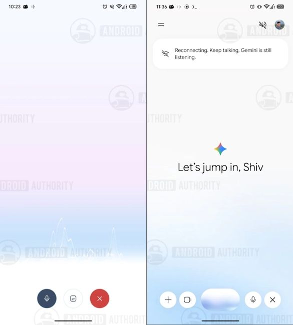 Google Gemini Live with leaked new waveform UI and mute button