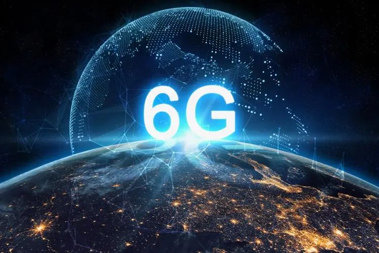 6G logo over globe illustration 6G logo over globe illustration
