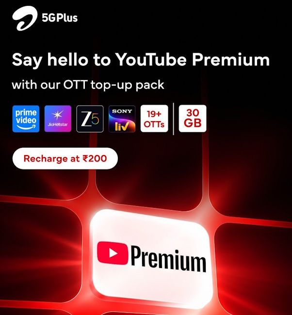  Airtel Rs 200 entertainment top-up pack for prepaid users