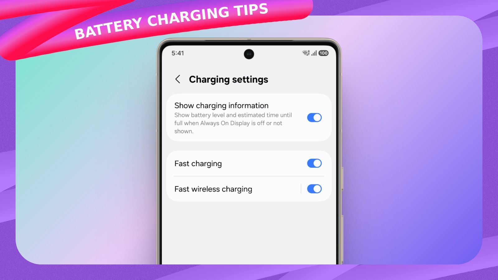 fast battery charging screen on android phone
