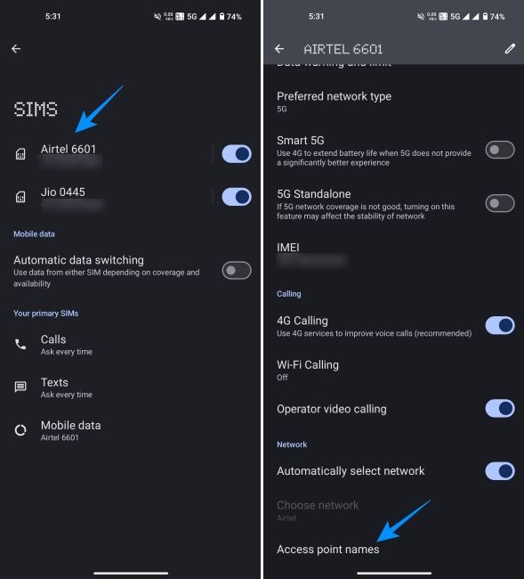 Access point name option within Android's Settings app Access point name option within Android's Settings app