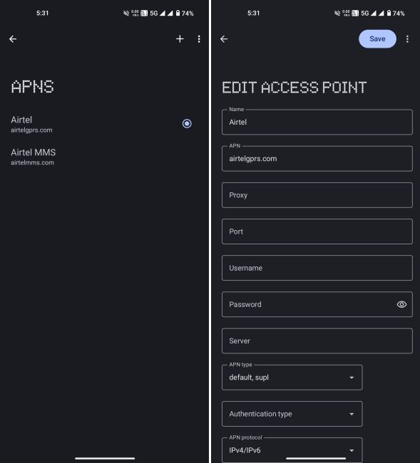 APN page with option to edit settings within Android's Settings page APN page with option to edit settings within Android's Settings page