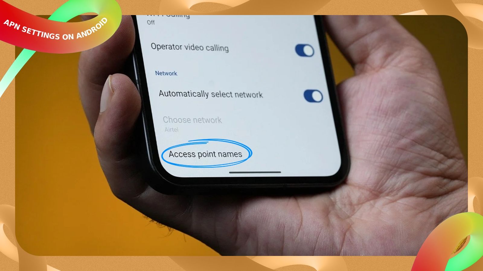 handheld shot of an Android phone showing APN settings