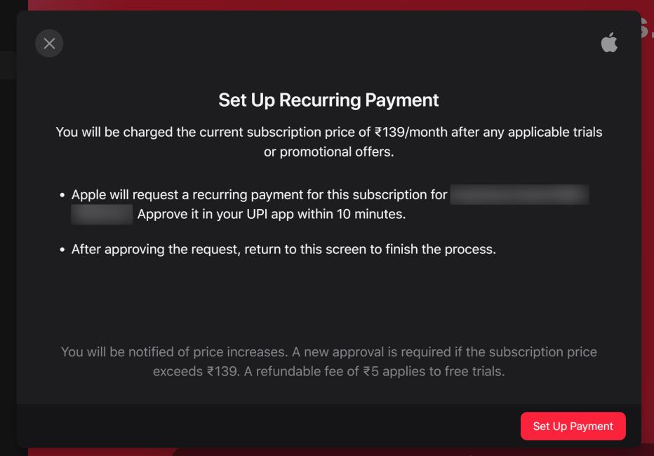 Setting up payment for Apple Music subscription on website Setting up payment for Apple Music subscription on website