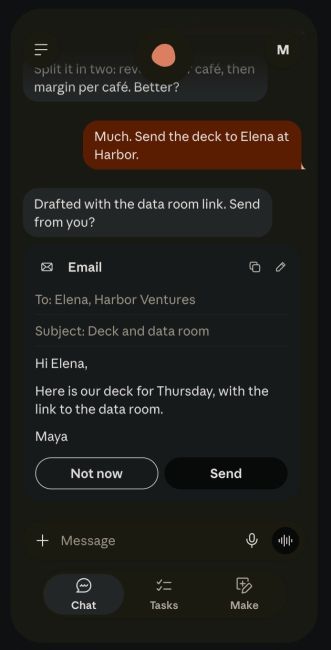 claude duet app asking user permission before sending an email