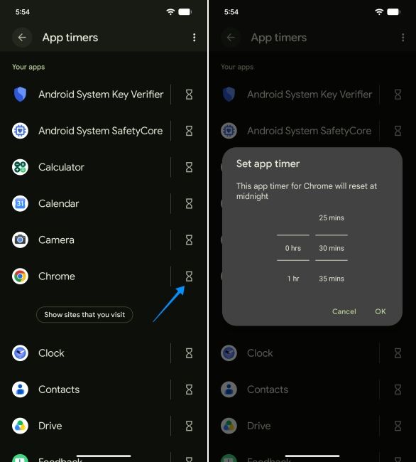screenshot from an android phone showing how to assign app timer in digital wellbeing screenshot from an android phone showing how to assign app timer in digital wellbeing