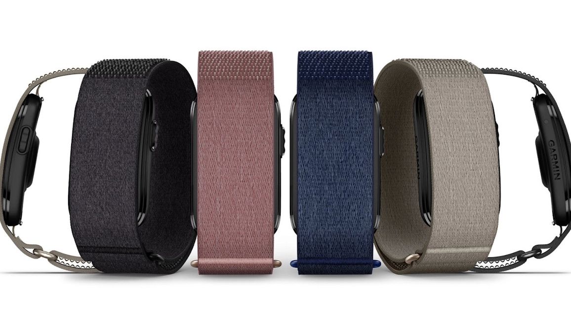 Garmin Cirqa screenless smart band shown in four colours Garmin Cirqa screenless smart band shown in four colours