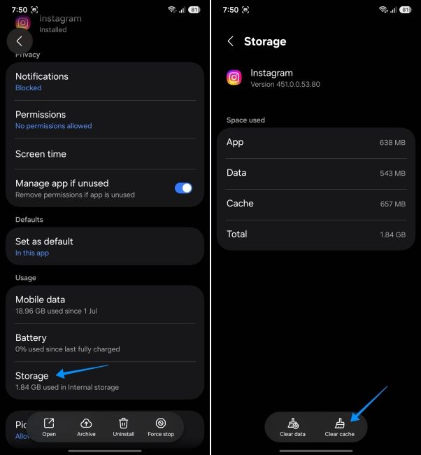 screenshot from a samsung phone showing how to clear app cache screenshot from a samsung phone showing how to clear app cache