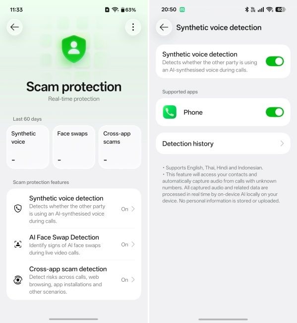 AI scam protection feature services on ColorOS 17