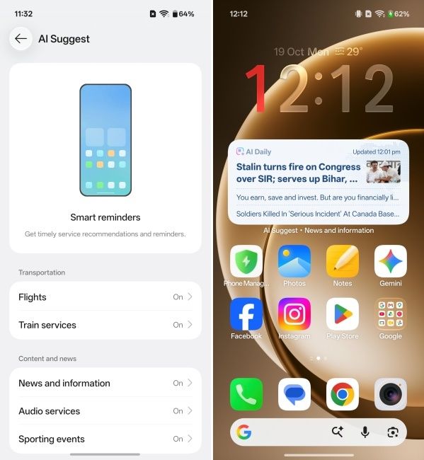 AI Suggest on home screen on ColorOS 17