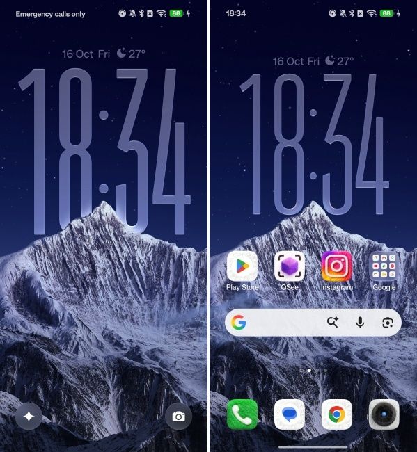 Flux clock on Lock screen and Home screen on ColorOS 17