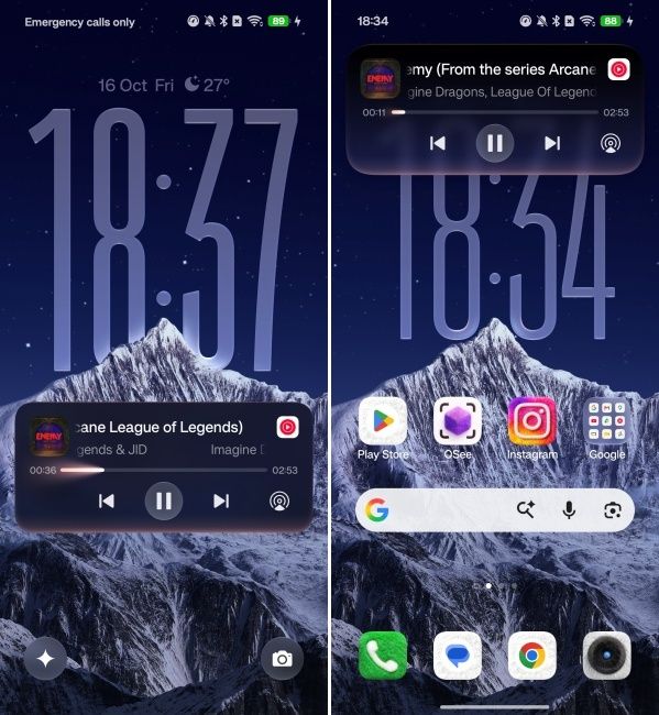 Music player glowup on Lock screen and Floating Island