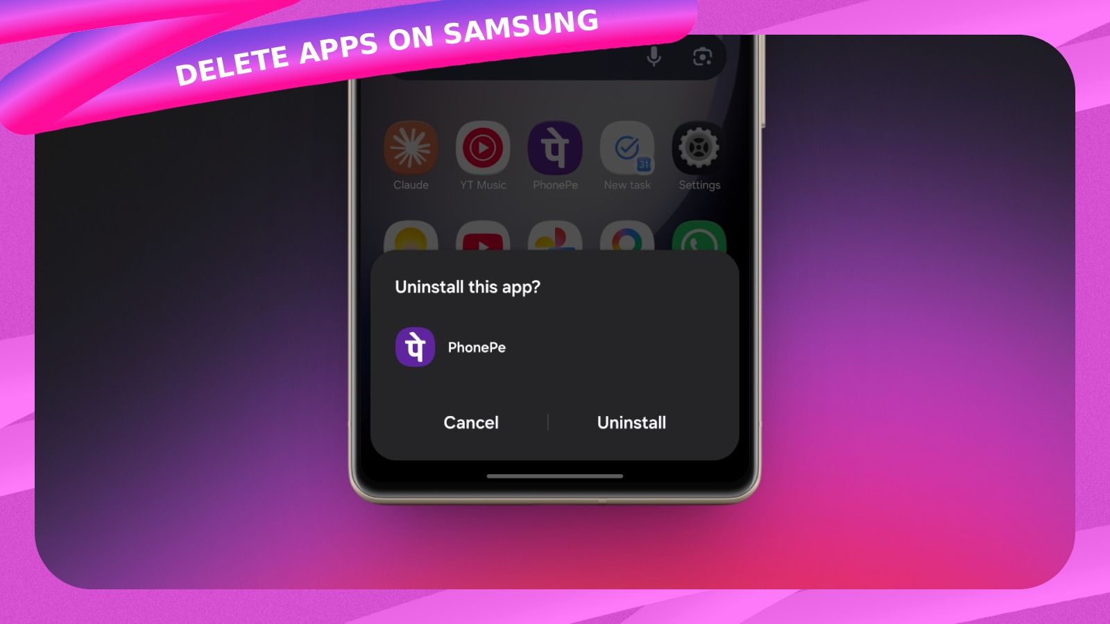 image showing app uninstallation UI on samsung phone image showing app uninstallation UI on samsung phone
