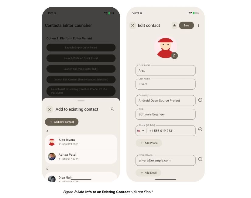 Android new half sheet to edit a contact