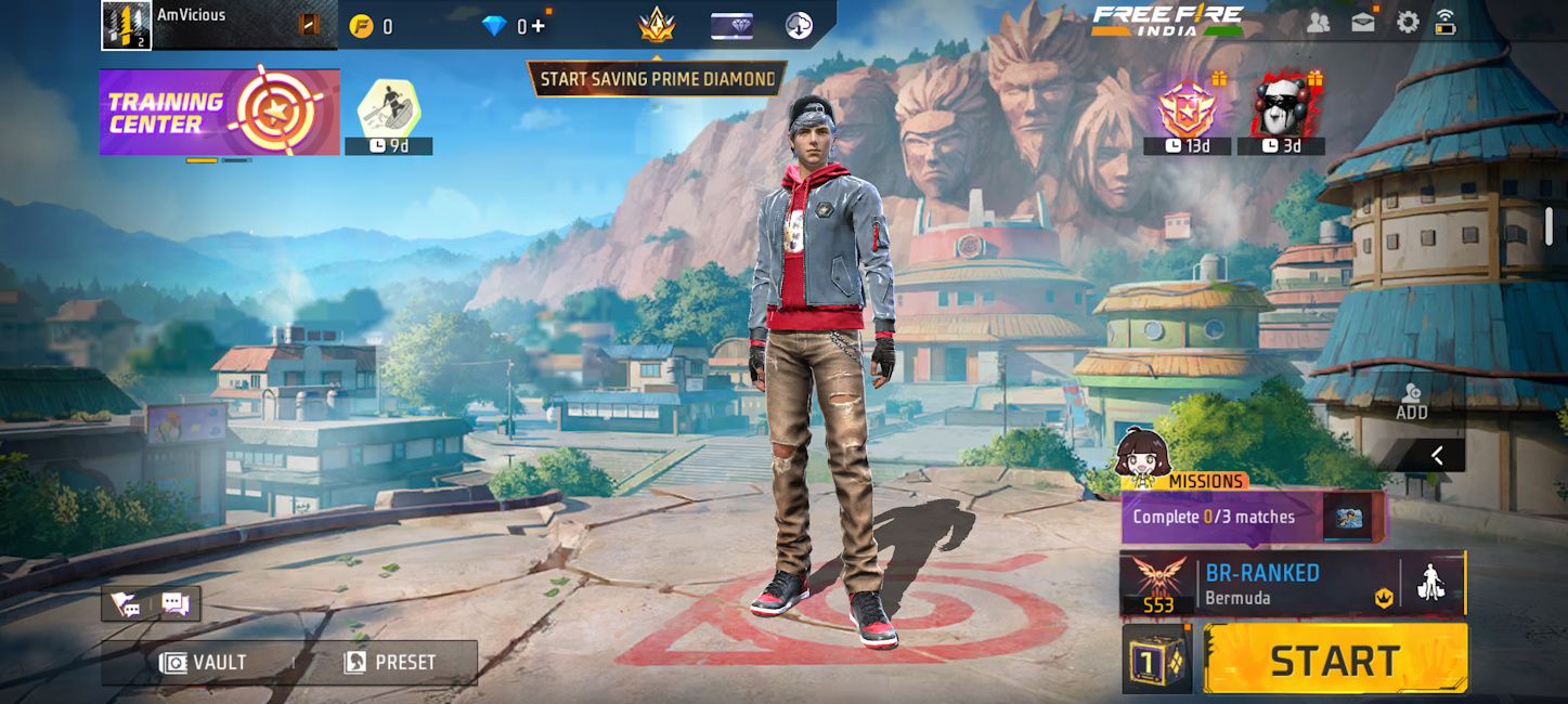 Free Fire India lobby screenshot Free Fire India lobby screenshot