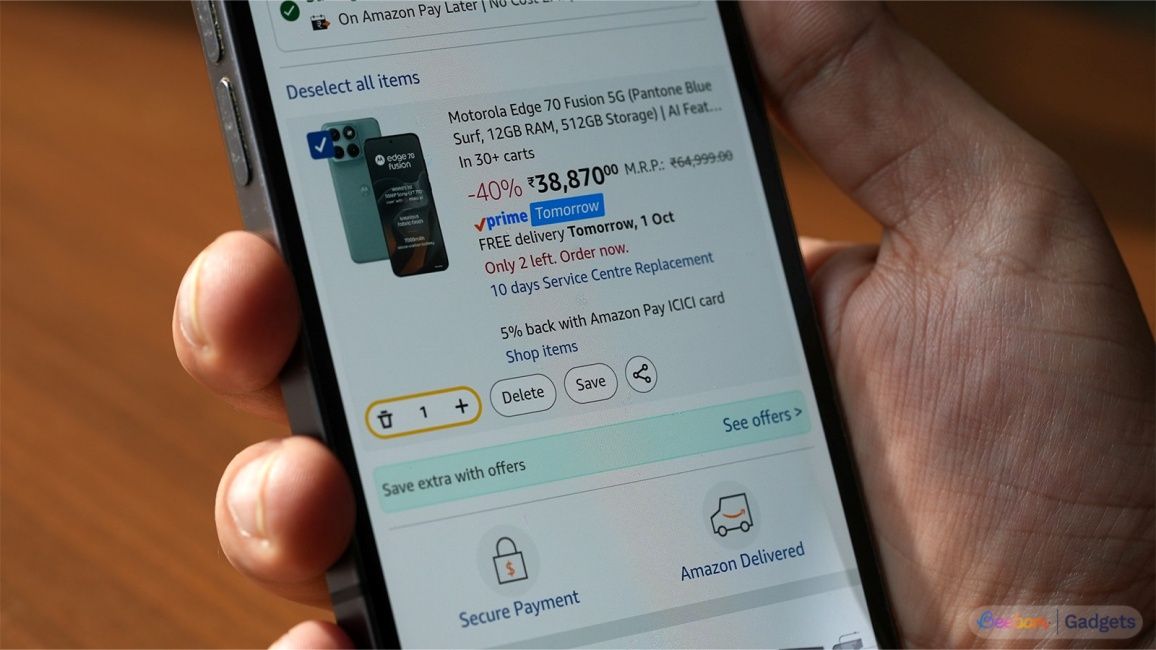 Limited stock message on Amazon app