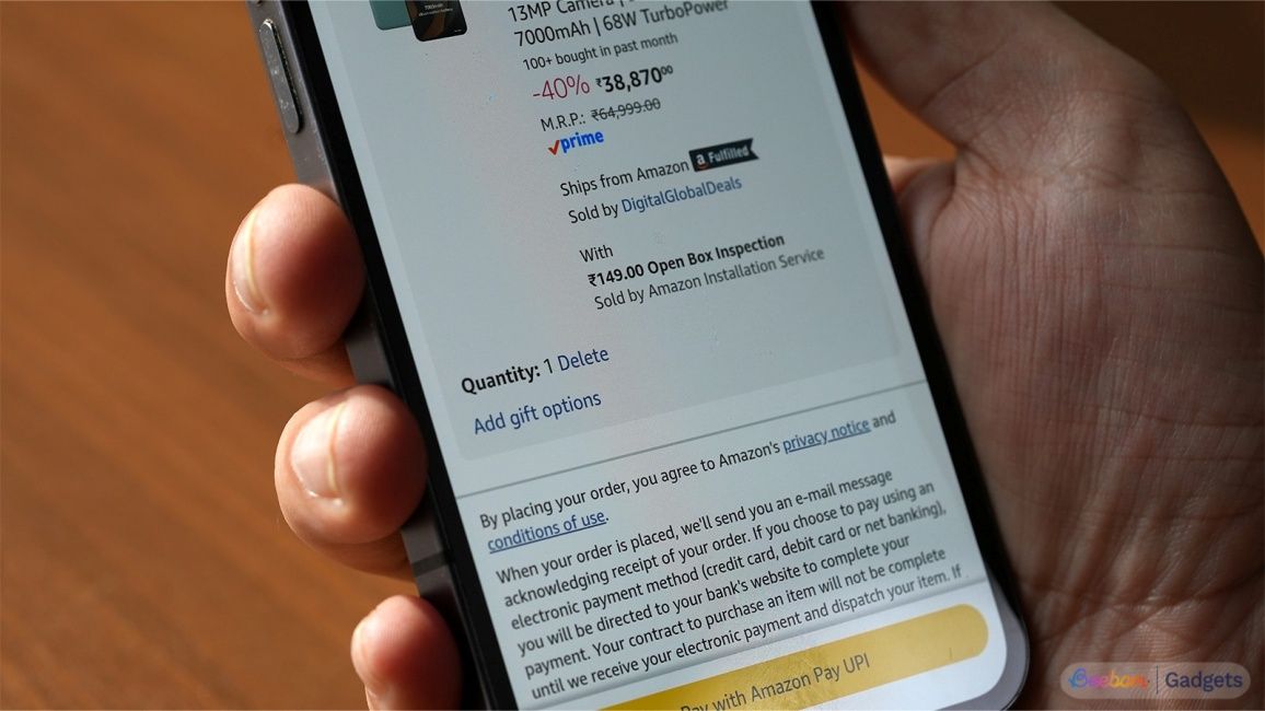 Amazon's open box inspection service added automatically while buying a phone