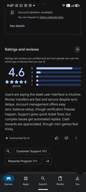 Google Play Store Ask Play review summary in action Google Play Store Ask Play review summary in action