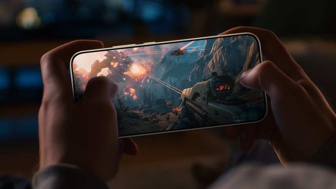 Honor X9e s held horizontally while gaming