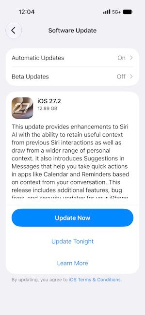 iOS 27.2 update rolling out to eligible iPhones iOS 27.2 update rolling out to eligible iPhones