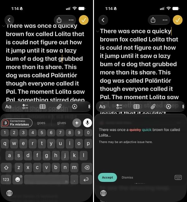 Grammarly keyboard app with layout and text correction on iPhone Grammarly keyboard app with layout and text correction on iPhone