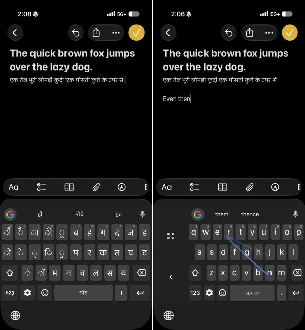 Hindi keyboard and one-handed mode on Gboard on iPhone Hindi keyboard and one-handed mode on Gboard on iPhone