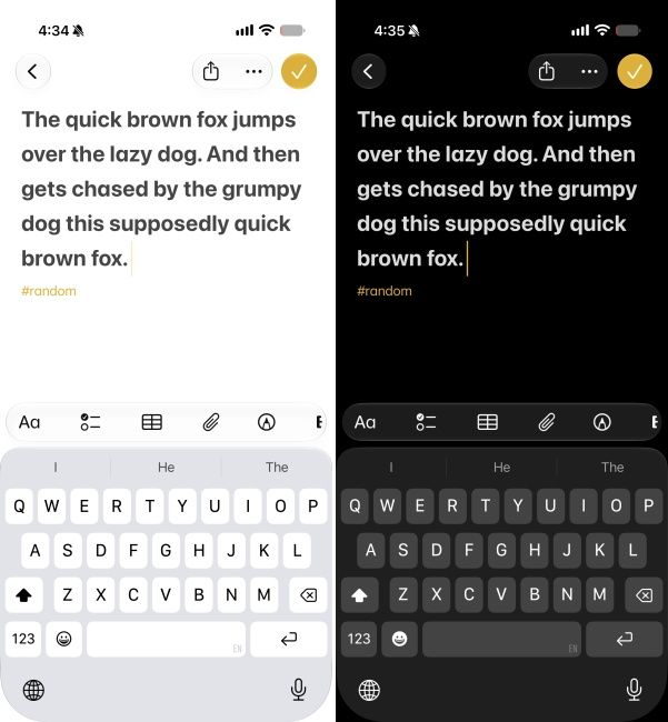 White and Black themed iPhone keyboard side by side
