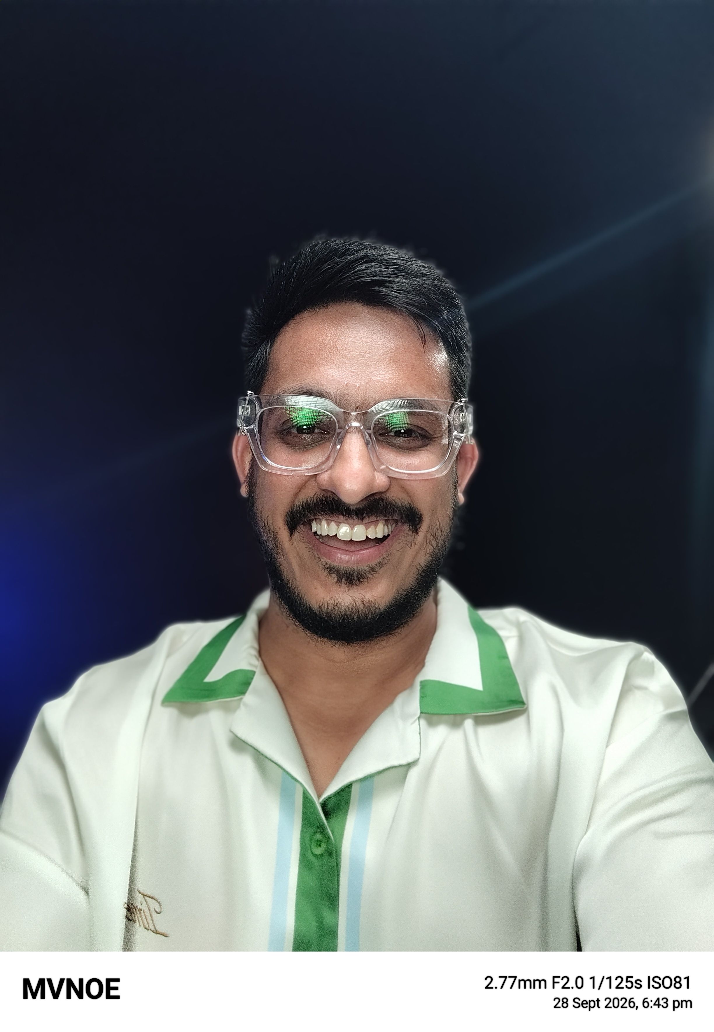 Mivi One 5G regular selfie indoors at night Mivi One 5G regular selfie indoors at night