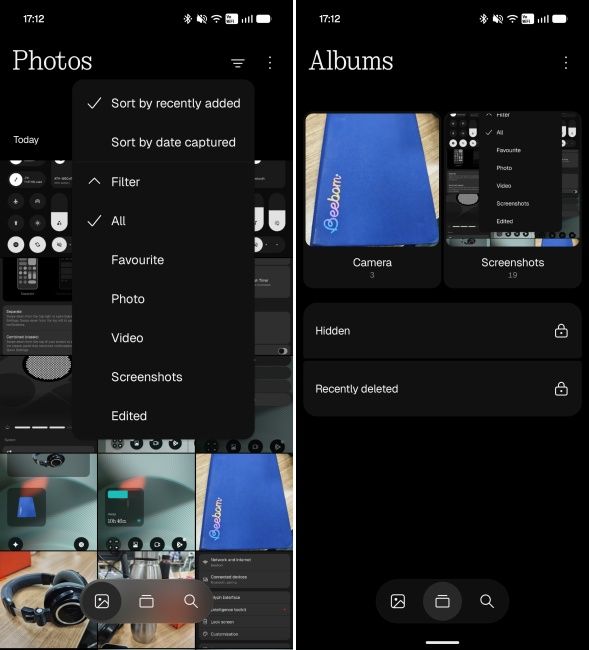 New gallery sorting options in Nothing OS 5.0