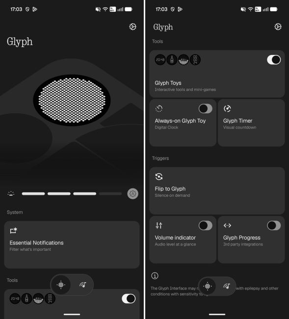 Dedicated Glyph app on Nothing OS 5.0