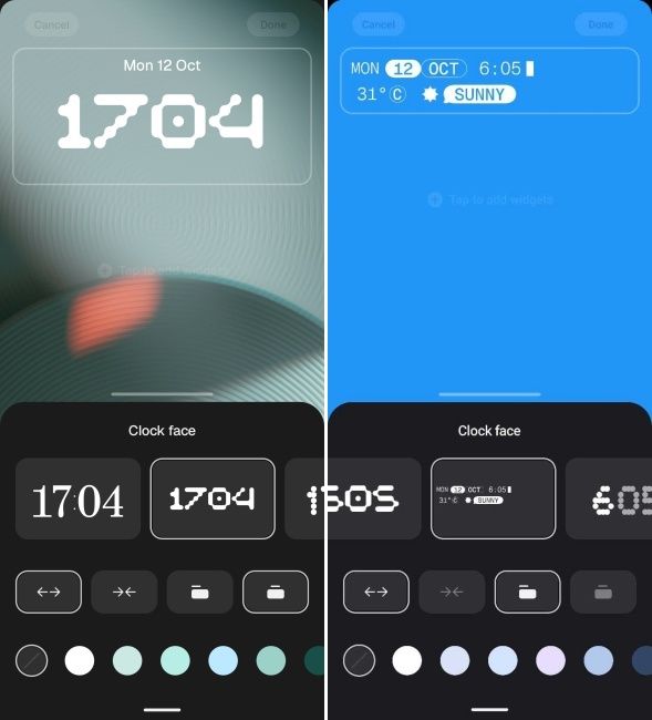 New clock faces and Micrographics on Nothing OS 5.0 lock screen