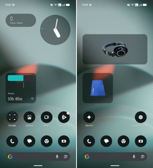 New Away Time and Collector widgets on Nothing OS 5.0 home screen